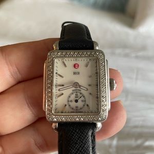 Michelle diamond deco 16 watch with four extra bands